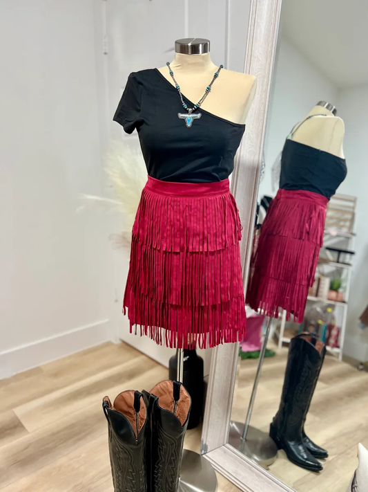 Red Fringe Skirt