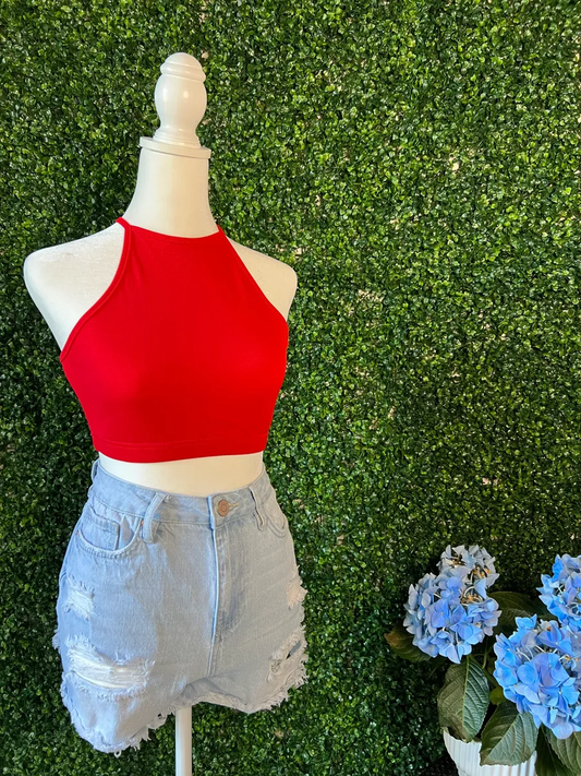 Red Crop top